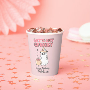 Let's Get Spooky Cute Groovy Halloween Birthday Paper Cups