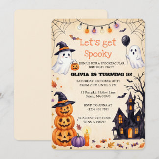Let's Get Spooky Cute Halloween Birthday Invitation