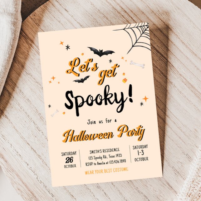 Lets Get Spooky Fun Halloween Party Invitation (Fun Lets Get Spooky Halloween Party Invitation)