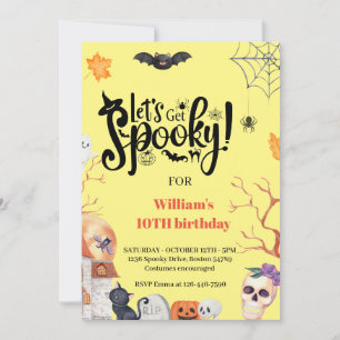 Let's Get Spooky Fun Kids Halloween Birthday Invit Invitation
