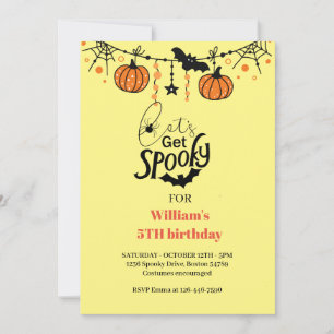 Let's Get Spooky Fun Kids Halloween Birthday Invit Invitation