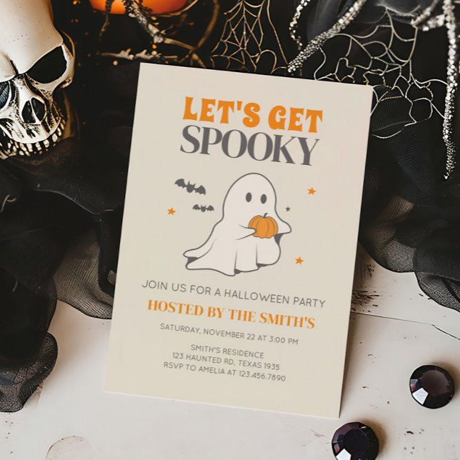 Let's Get Spooky Ghost Halloween Party Invitation (Let's Get Spooky Halloween Party Invitation)