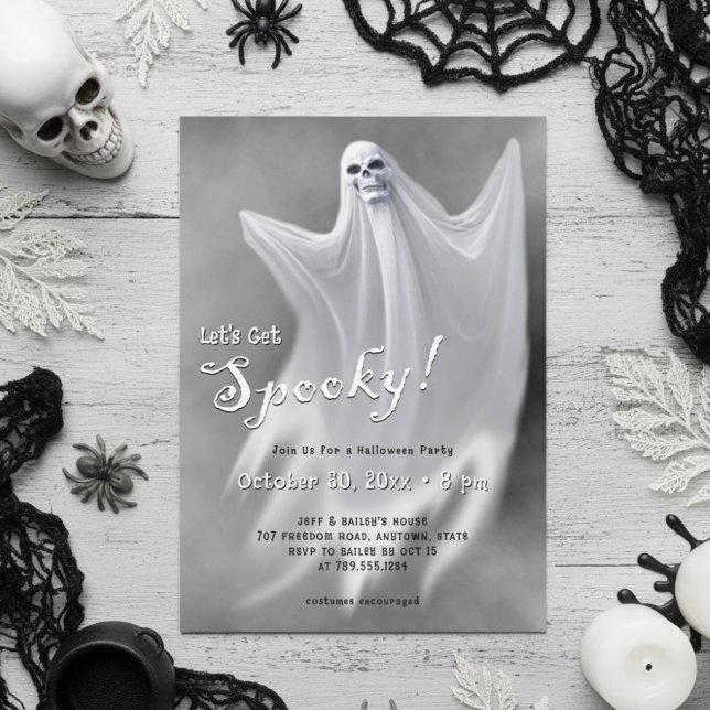 Let's Get Spooky Ghost Halloween Party Invitation (Creator Uploaded)