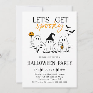  Lets Get Spooky Ghost Halloween Party Invitation