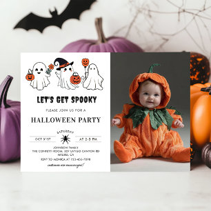 Lets Get Spooky Ghost Halloween Party Photo Invitation