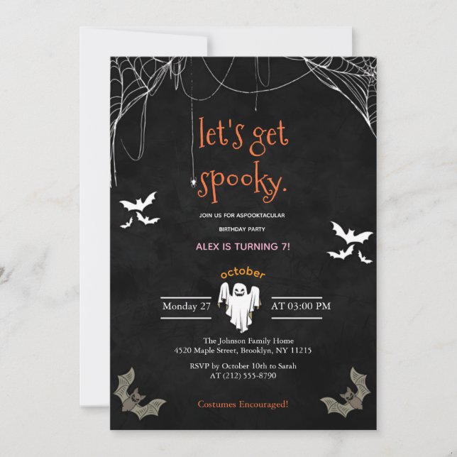 Let's Get Spooky Halloween Any Age Birthday Party Invitation (Front)