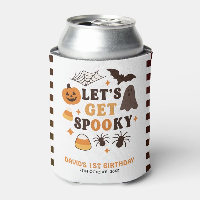 Let's Get Spooky Halloween Birthday  Can Cooler (Can Front)