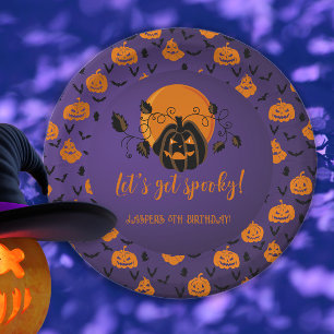 Let's Get Spooky Halloween Birthday Party Paper Plate