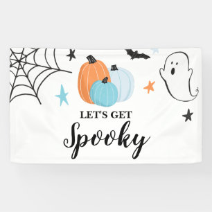 Let's Get Spooky Halloween blue pumpkins Birthday Banner