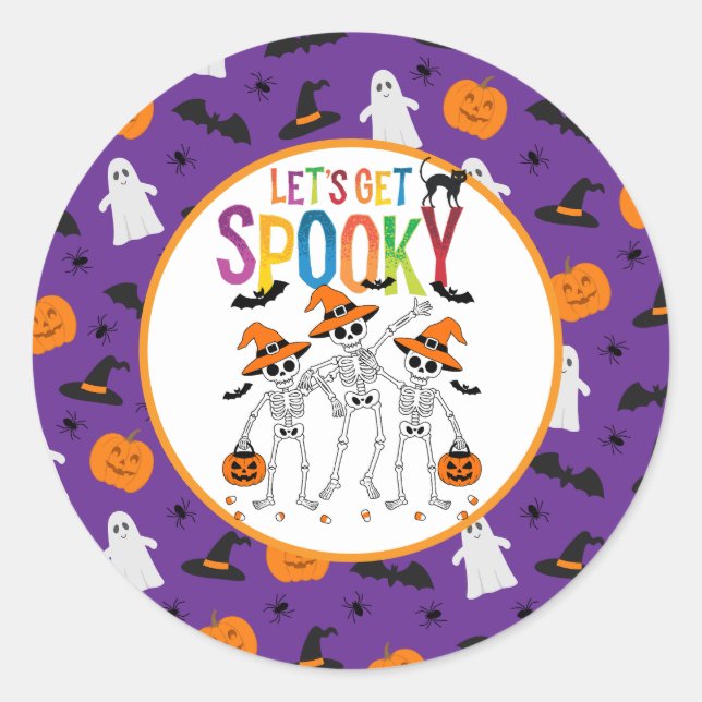 Let's Get Spooky Halloween Classic Round Sticker (Front)