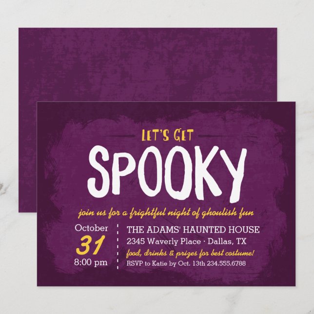 Let's Get Spooky Halloween Costume Party Invitation (Front/Back)