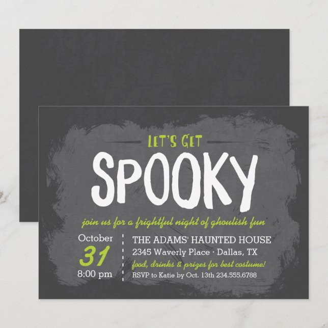 Let's Get Spooky Halloween Costume Party Invitation (Front/Back)