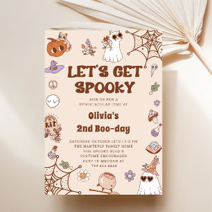 Let's Get Spooky Halloween Cute 2nd Birthday  Invitation
