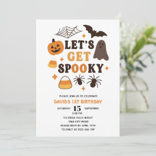 Let's Get Spooky Halloween Cute Birthday  Invitation