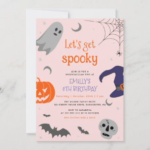 Let's Get Spooky Halloween Cute Birthday Party Invitation