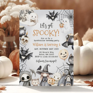Let's Get Spooky Halloween Cute Ghost Birthday Invitation