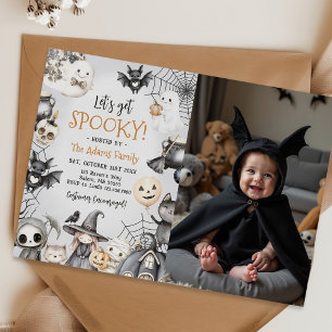 Let's Get Spooky Halloween Cute Ghost Party Photo Invitation