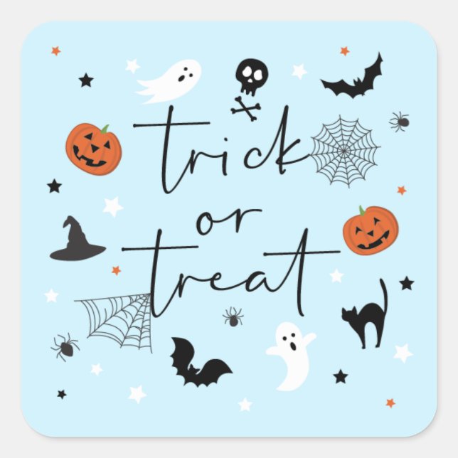 Let's get spooky Halloween Party Blue Square Sticker (Front)