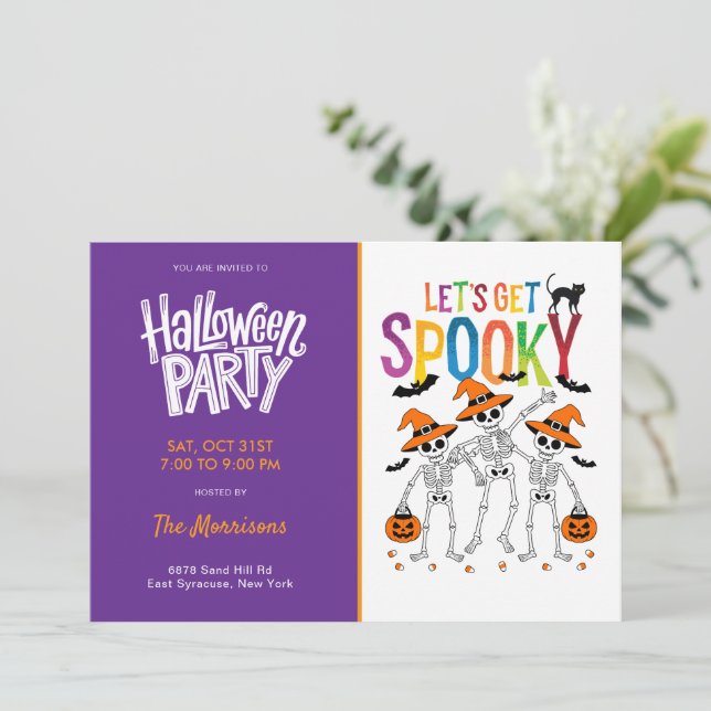 Let's Get Spooky Halloween Party  Invitation (Standing Front)