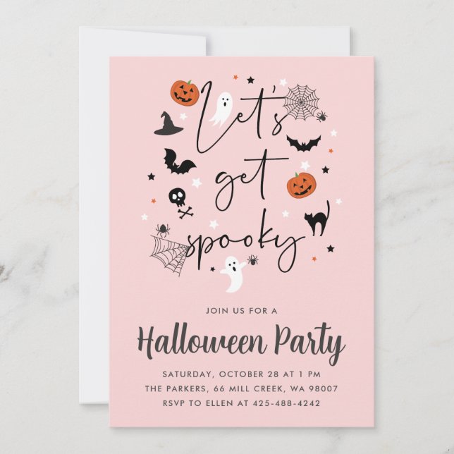 Let's get spooky Halloween Party Pink Invitation (Front)