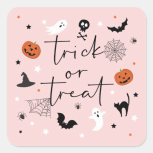 Let's get spooky Halloween Party Pink Square Sticker