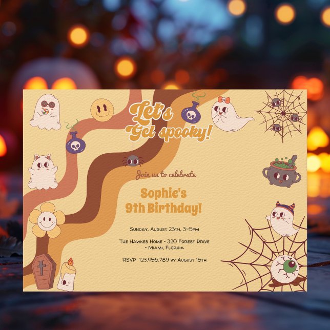 Let's get spooky halloween retro kids birthday invitation (Creator Uploaded)