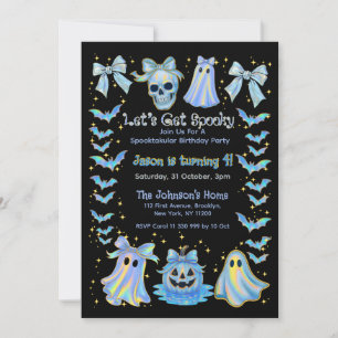 Lets Get Spooky Iridescent Kids Halloween Invitation