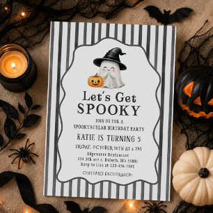 Lets Get Spooky Kids Halloween Birthday Party Invitation