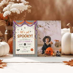 Lets Get Spooky Kids Halloween Birthday Photo Invitation