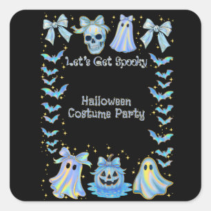 Lets Get Spooky Kids Halloween Folded Invitation Square Sticker