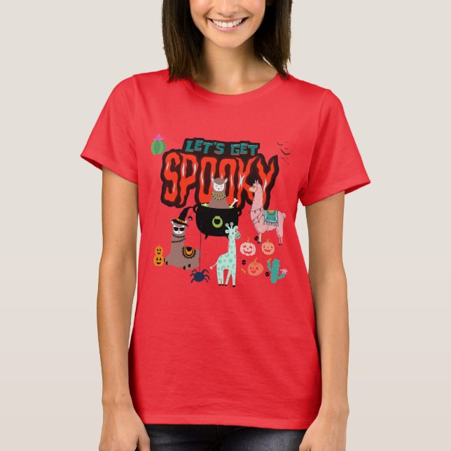 Let's Get Spooky Llamas T-Shirt (Front)