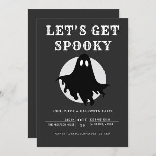 Let's Get Spooky Modern Chic Halloween Party Invit Invitation