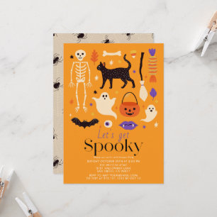 Let's Get Spooky Orange Halloween Party Invitation