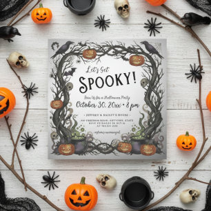 Let's Get Spooky Pumpkins & Vines Halloween Party Invitation