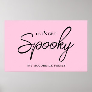 Lets Get Spooky Script Pastel Pink Halloween Poster