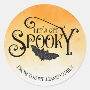 Let's Get Spooky Sparkly Halloween Classic Round Sticker