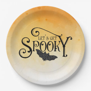 Let's Get Spooky Sparkly Halloween Paper Plate