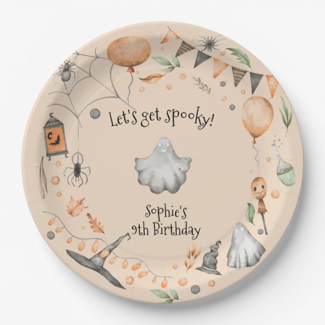 Let's get spooky! Spooktacular kids birthday party Paper Plate (Front)