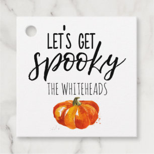 Let's get Spooky Watercolor Pumpkin Halloween Favour Tags