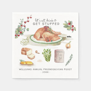 Let's Get Stuffed   Thanksgiving Friendsgiving Napkin