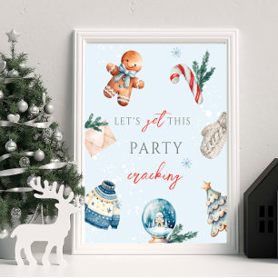 Lets Get This Party Cracking Winter First Birthday Poster