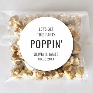 Let's Get This Party Poppin Wedding Popcorn Favour Classic Round Sticker