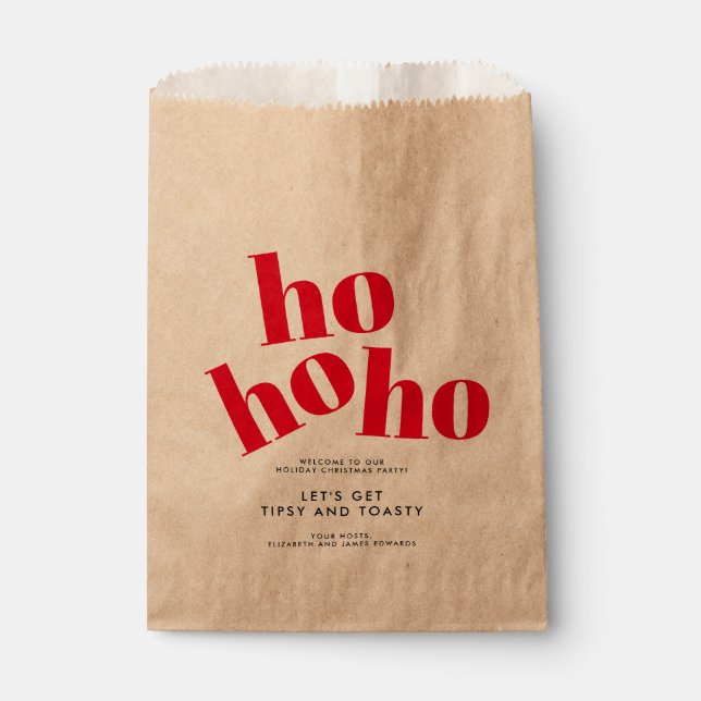 Let's Get Tipsy and Toasty Hohoho Christmas Party Favour Bags (Front)