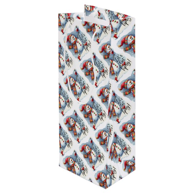 Lets get Tipsy Snowman Drinking Wine Gift Bag (Back Angled)