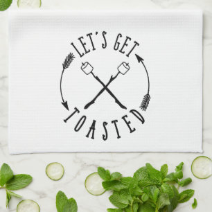 Lets Get Toasted Happy Camper Fun Summer Tea Towel