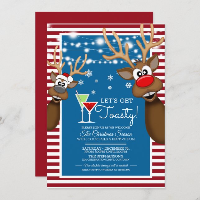 Let's Get Toasty Christmas Cocktail Party Invitation (Front/Back)