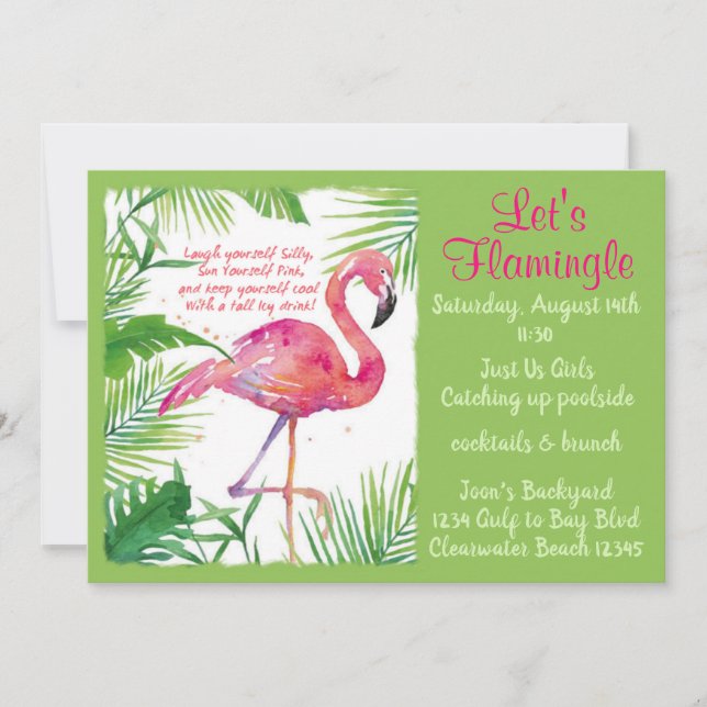 Let's Get Together Girlfriends Flamingle Invitation (Front)