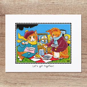 'Let's get together' Kitty Cat Custom Postcard