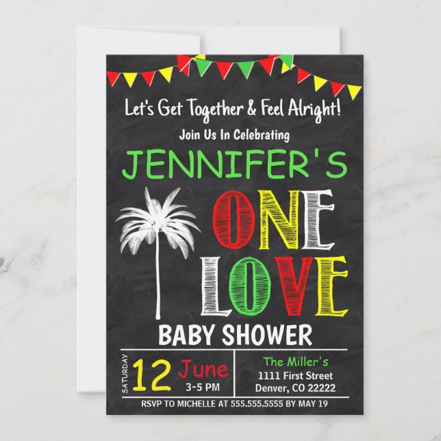 Let's Get Together, One Love Baby Shower Invitation (Front)