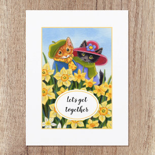 "Let's get together" Personalised Kitty Cat Custom Postcard